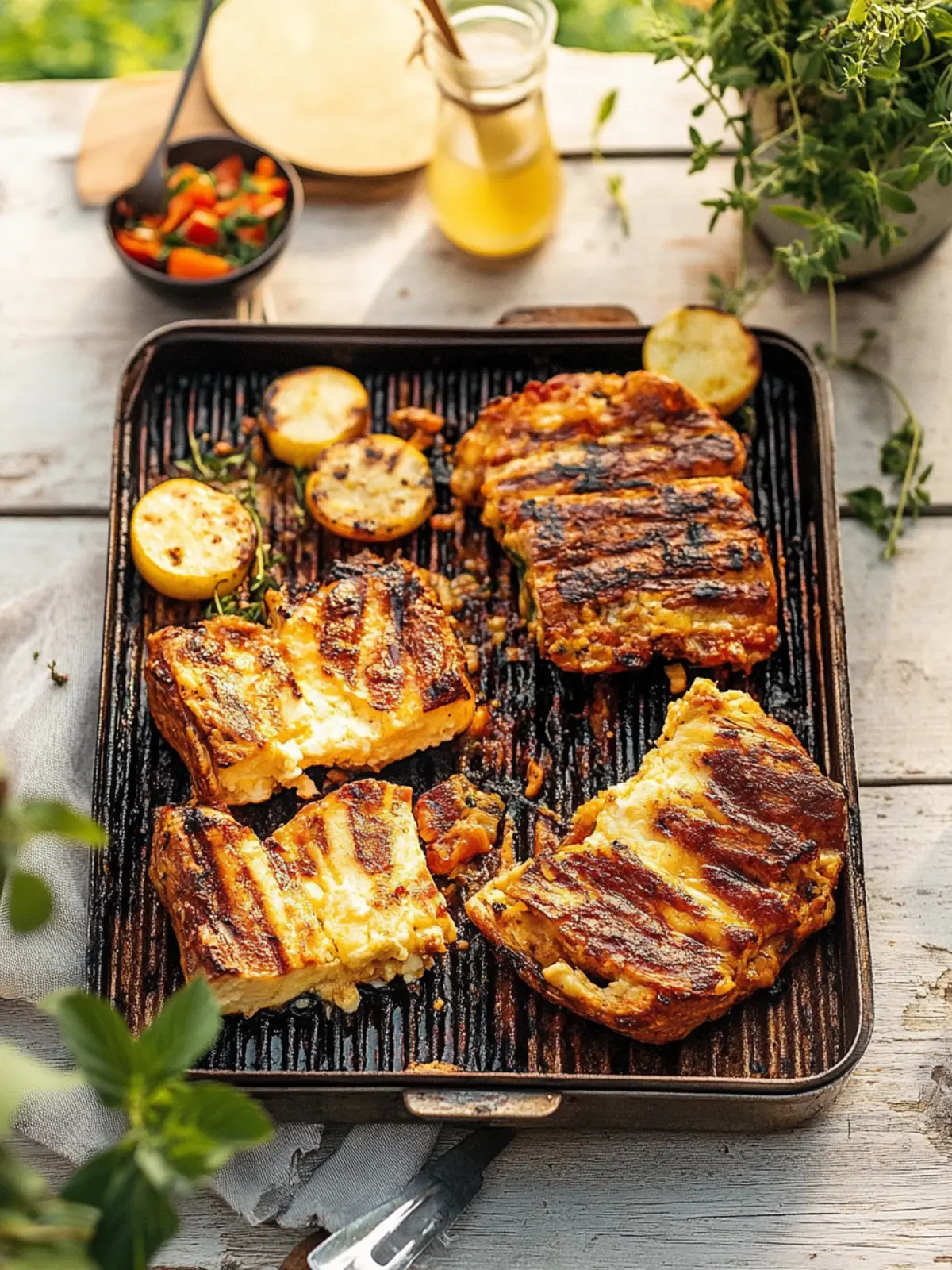 Gebackenes BBQ-Hühnchen gegrillter Käse