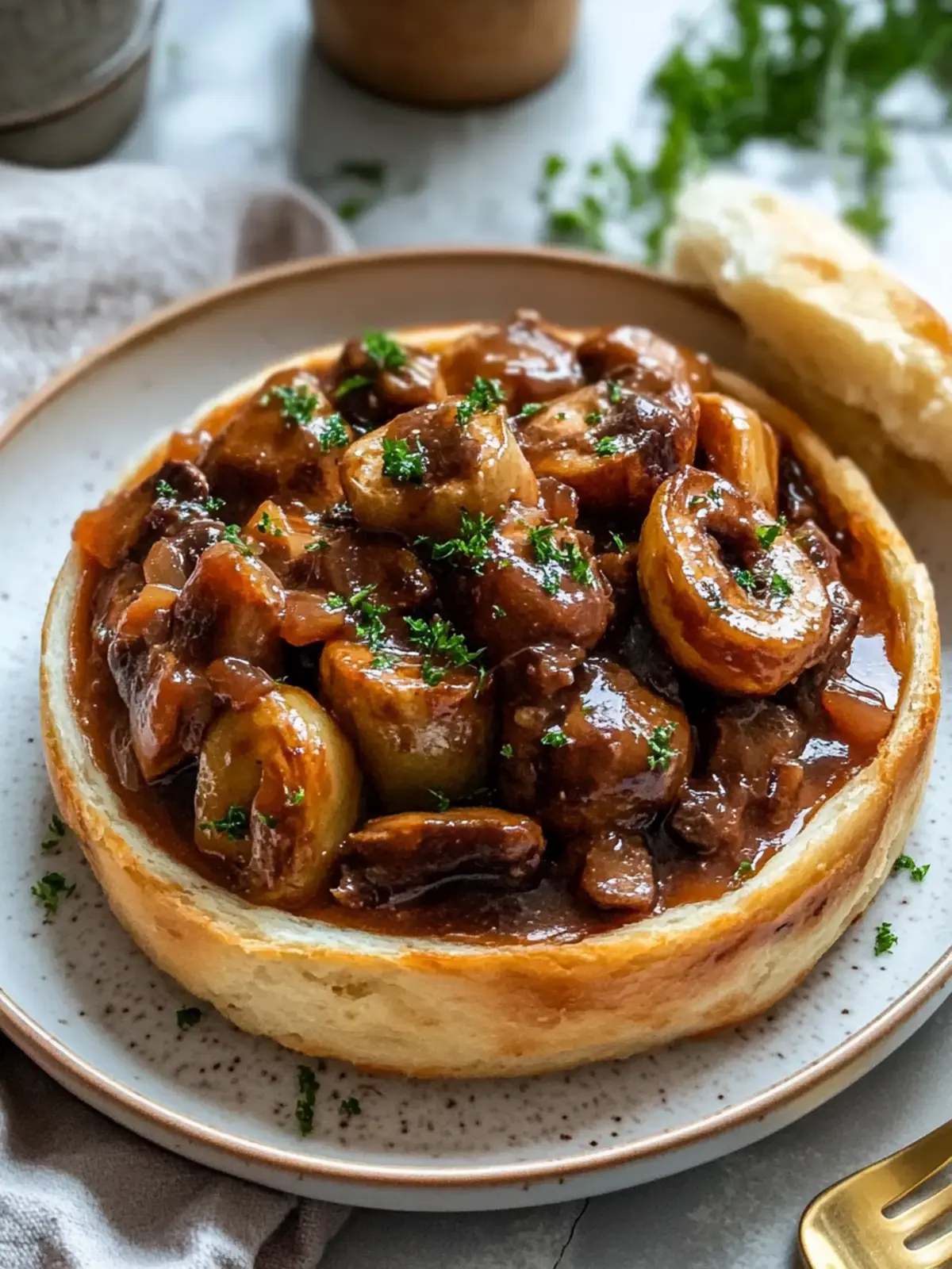 Pilzgulasch nach Burgunderart