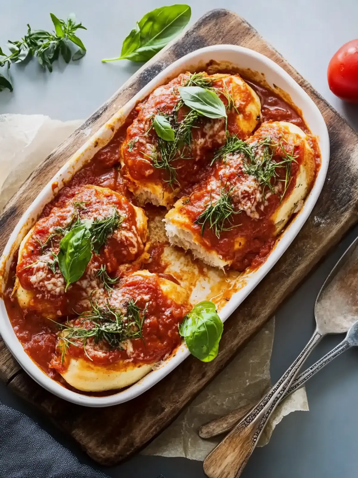 gefüllte Hähnchenbrust mit Tomatensauce