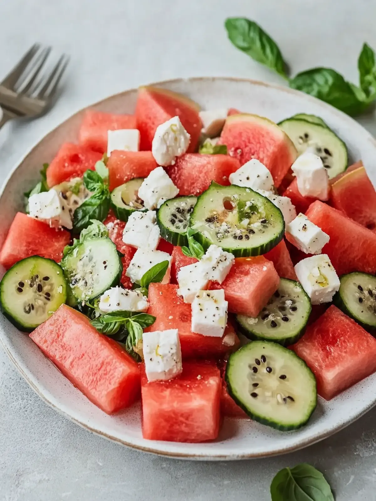 Scharfer Wassermelonen-Feta-Salat