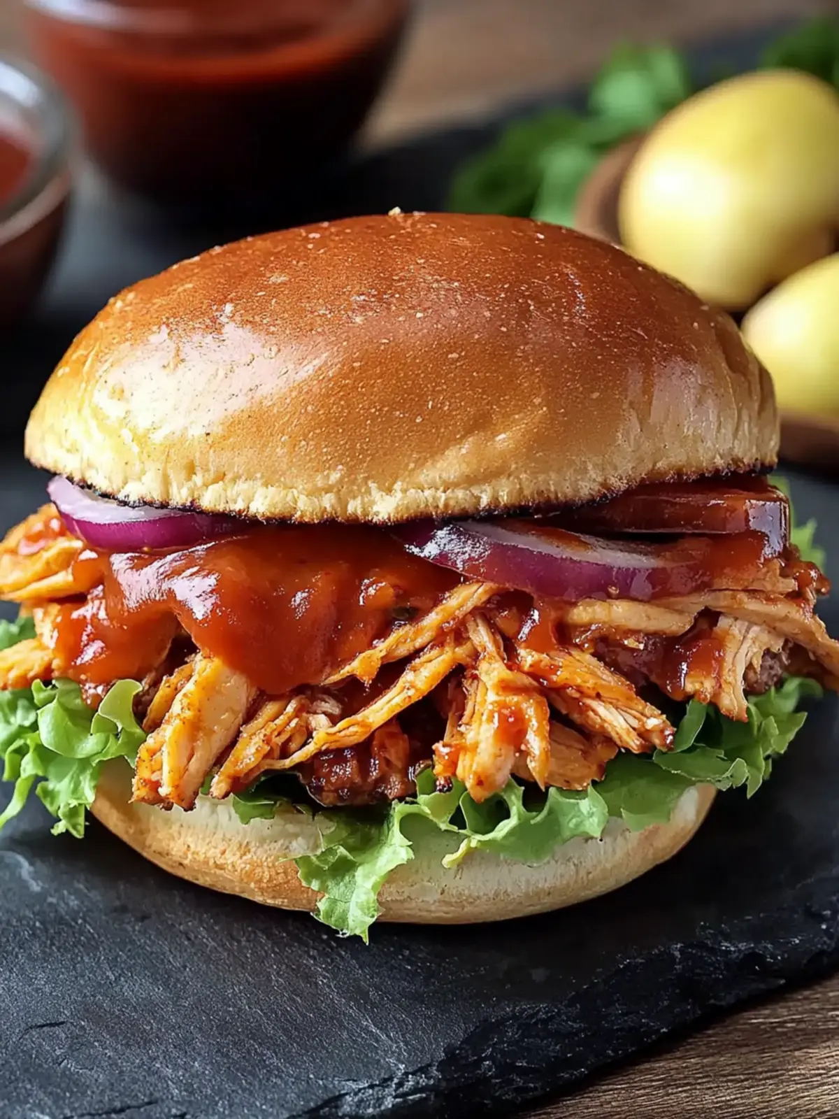 Crockpot BBQ Hähnchenbrötchen