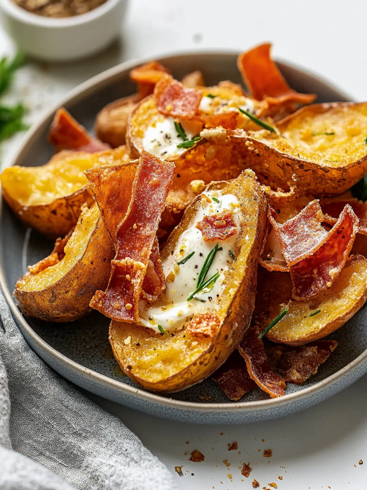 Luftfritteusen-Speck gebackene Kartoffel