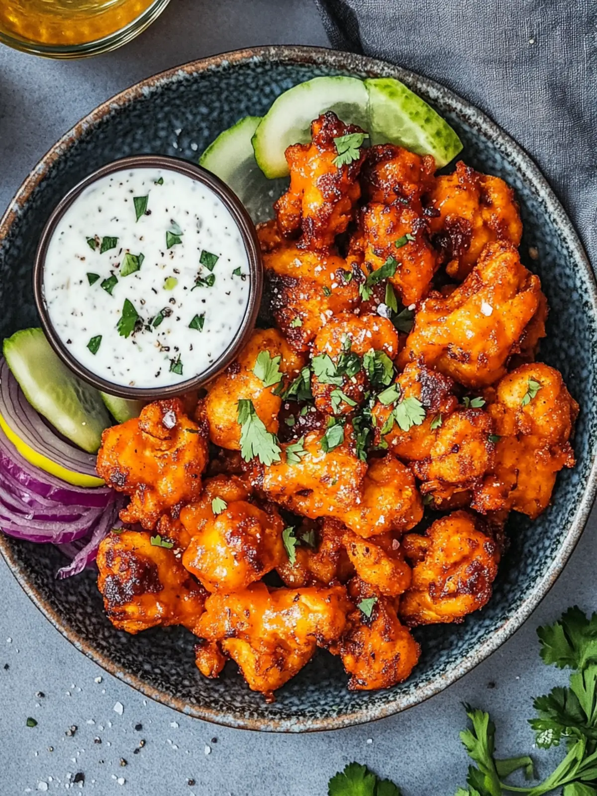 Vegane Buffalo Blumenkohlflügel