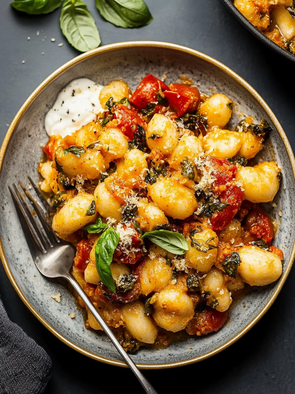 Gebratenes toskanisches Hähnchen und Gnocchi