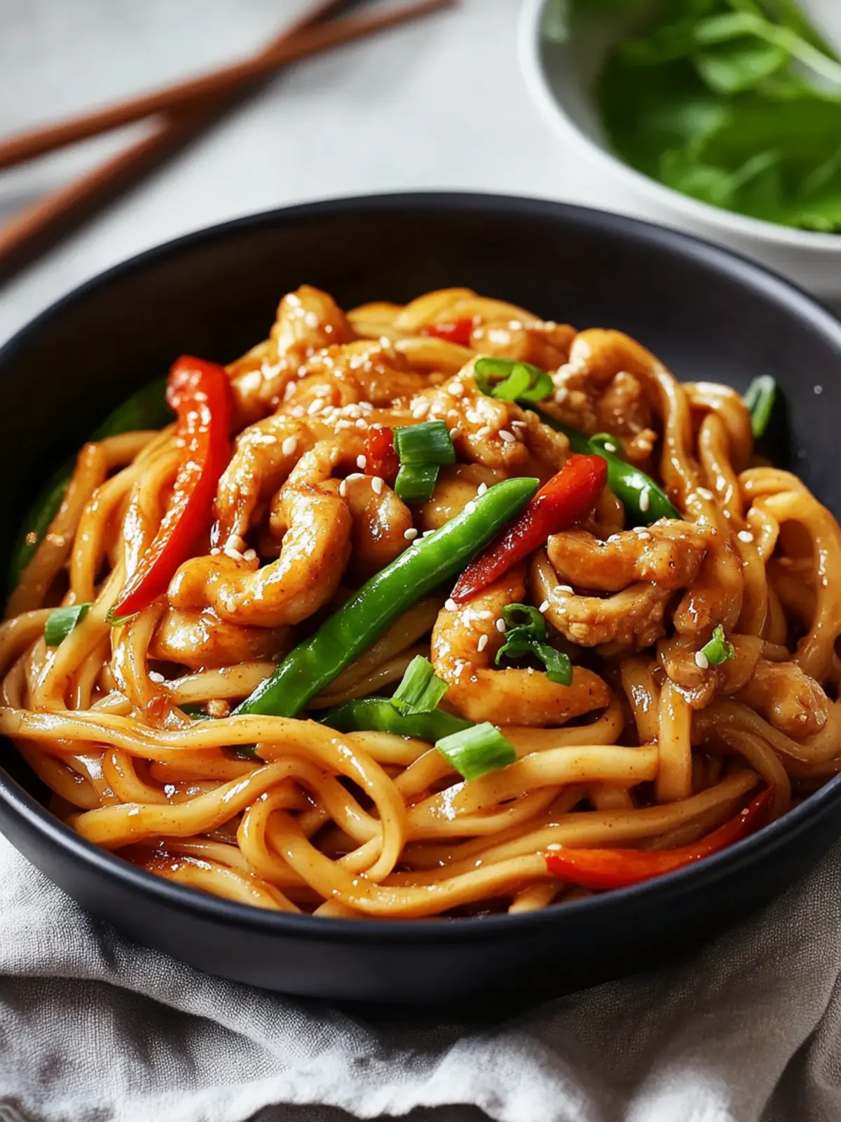 Hühnchen Yaki Udon Pfanne