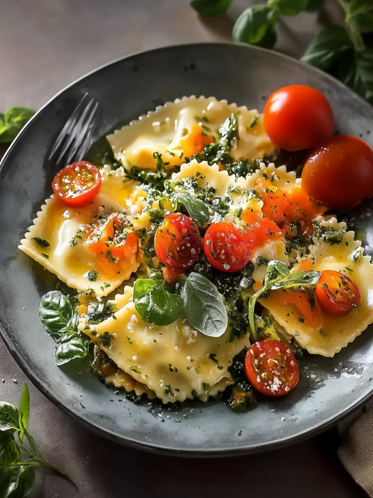 Gebratene Ravioli mit Gemüse