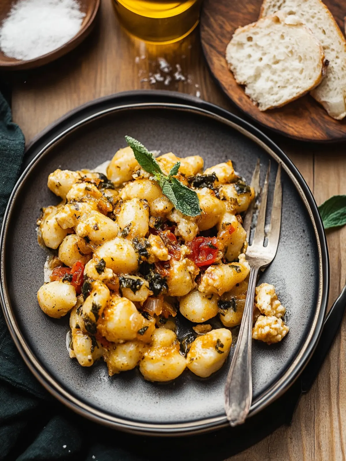 Gebratenes toskanisches Hähnchen und Gnocchi