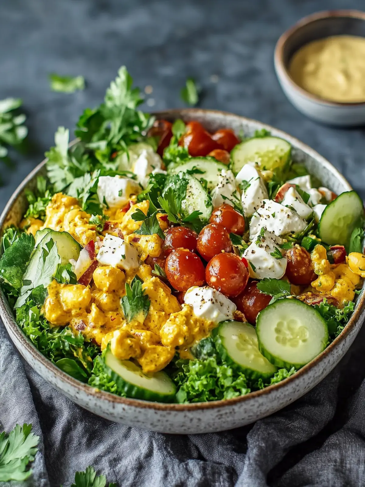 Griechischer Joghurt Curry Hähnchen Salat