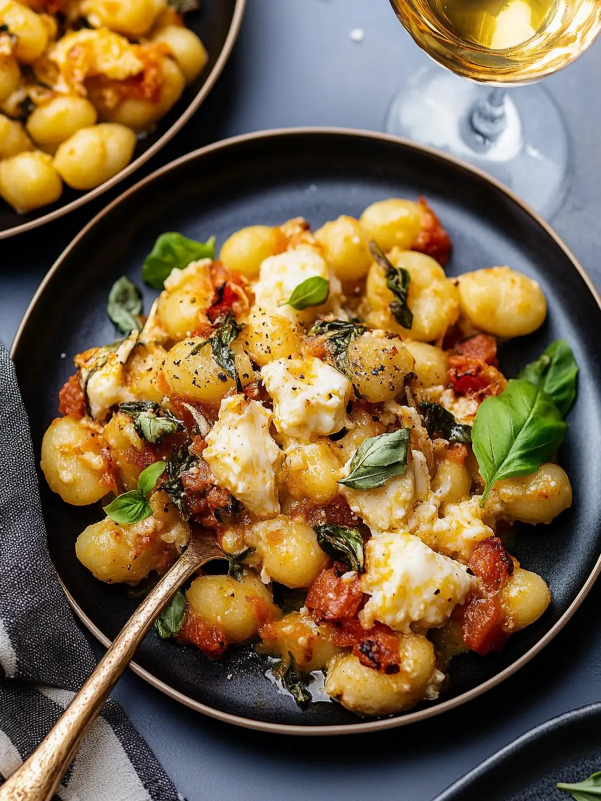 Überbackenes toskanisches Hühnchen und Gnocchi