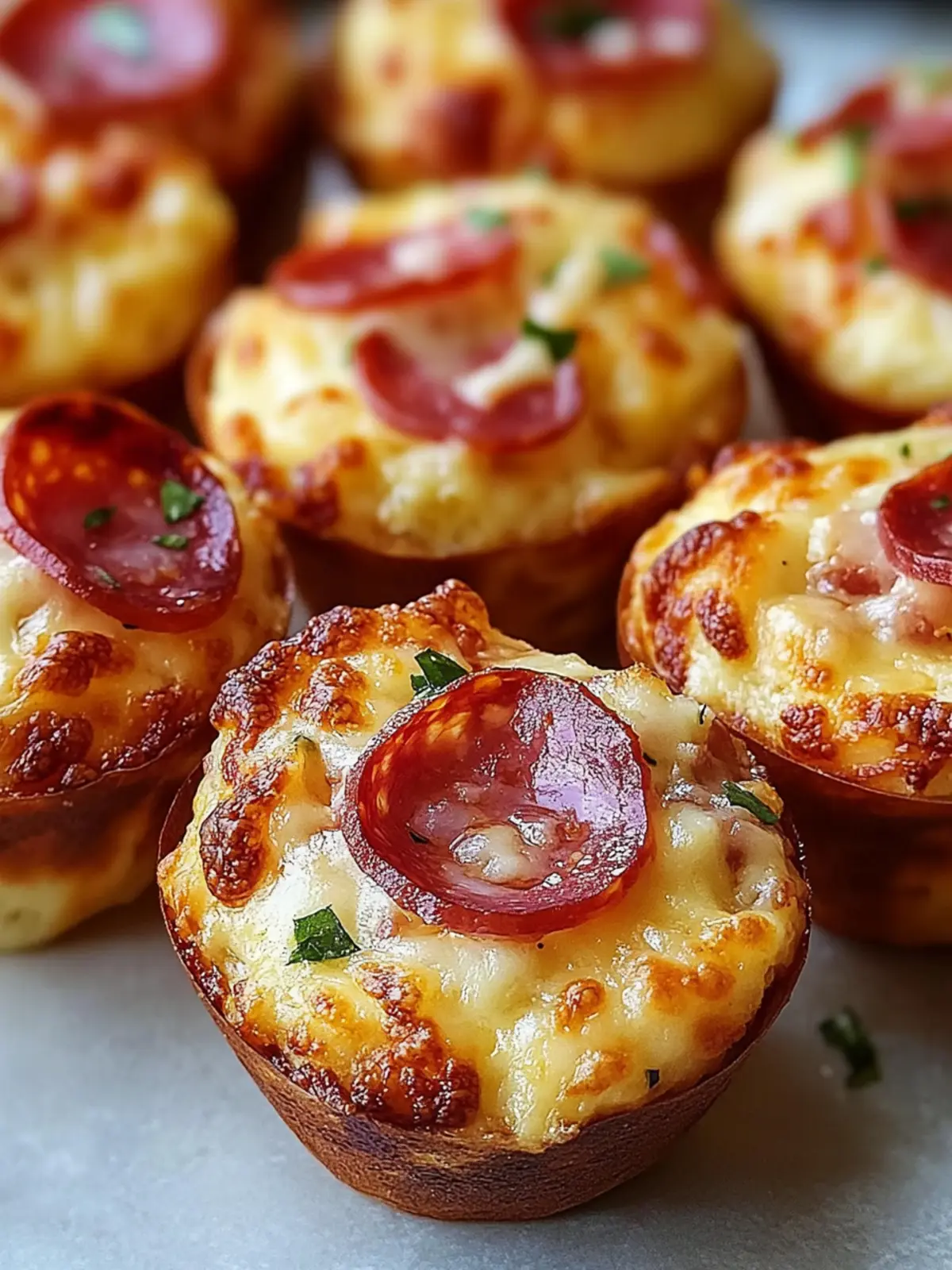 Pizza-Muffins mit Salami und Käse