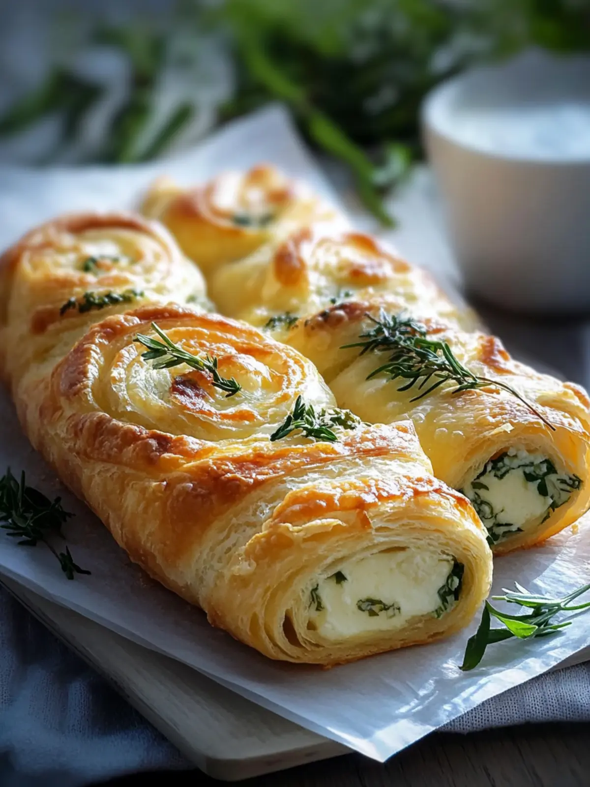 Bärlauch Frischkäse Schnecken aus Blätterteig