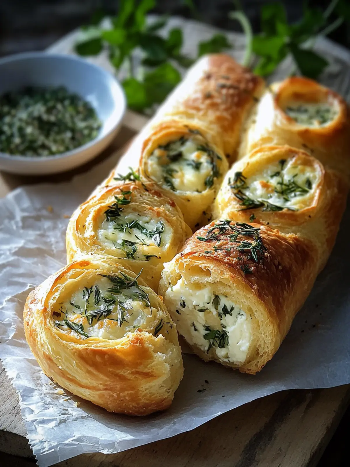 Bärlauch Frischkäse Schnecken aus Blätterteig