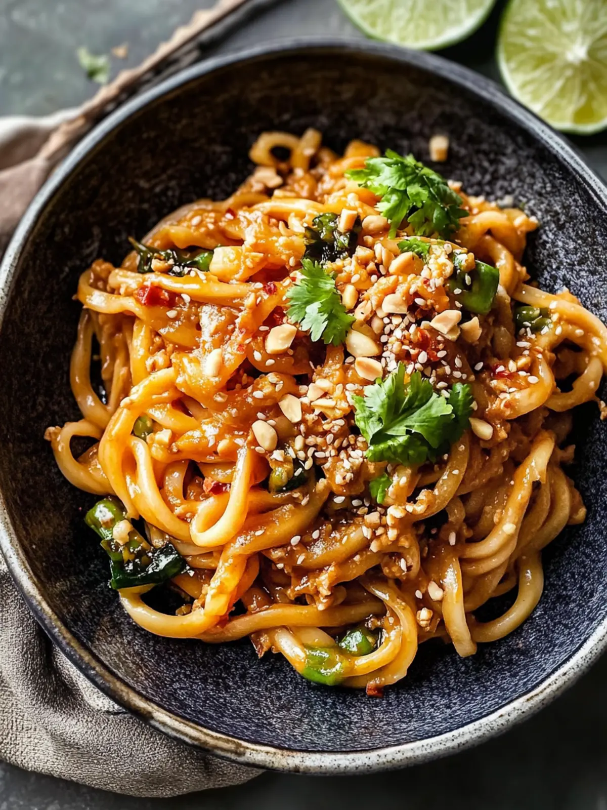 Schnelle asiatische Nudeln mit Erdnusssauce