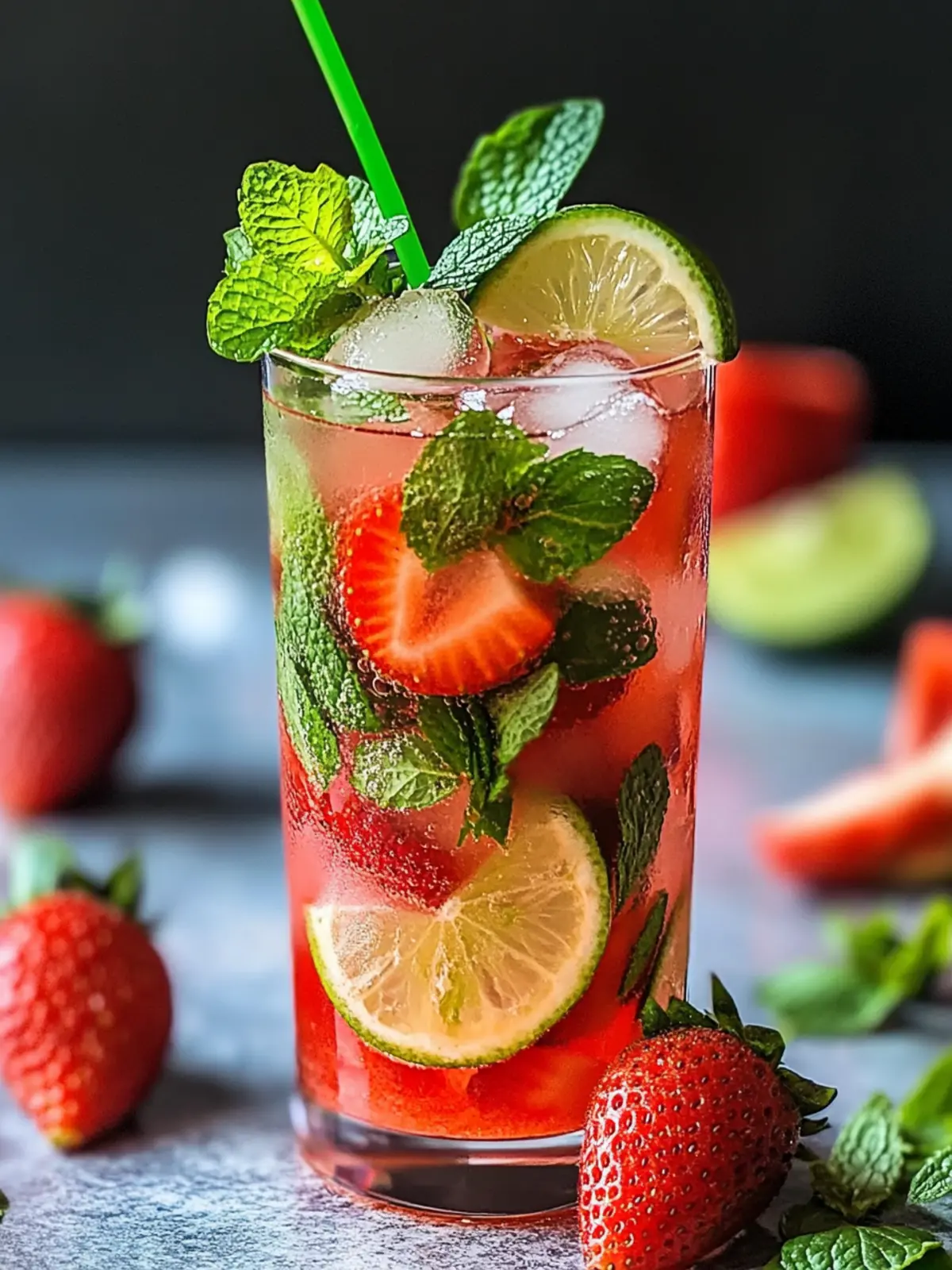 Erdbeer-Mojito-Mocktail