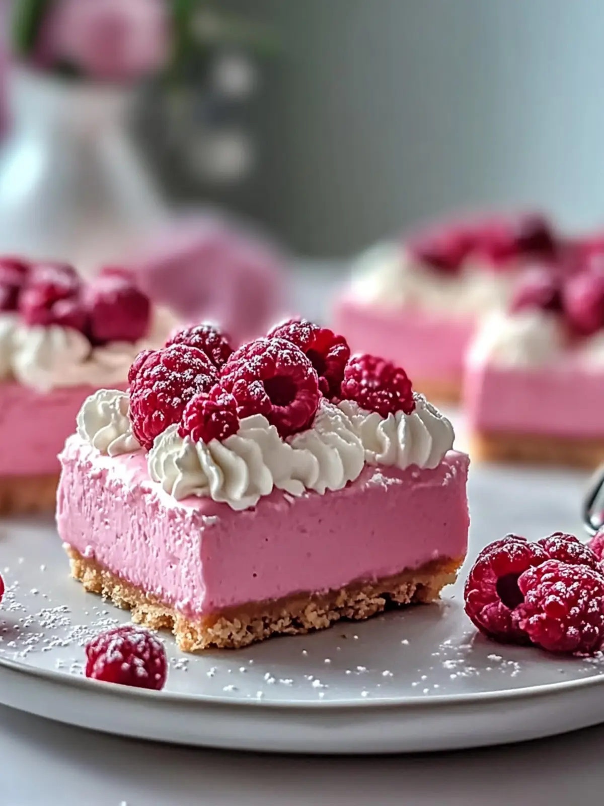 Rosa Samt Käsekuchen Bissen
