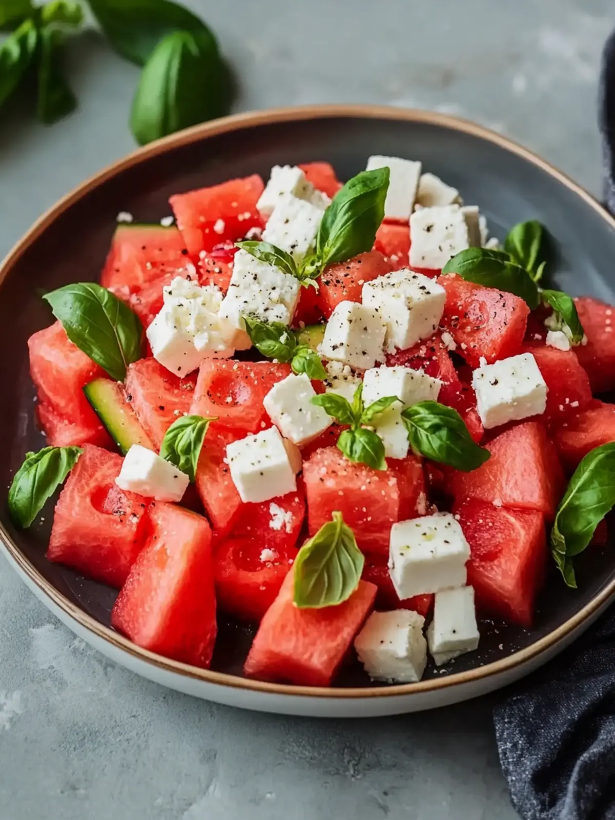 Scharfer Wassermelonen-Feta-Salat