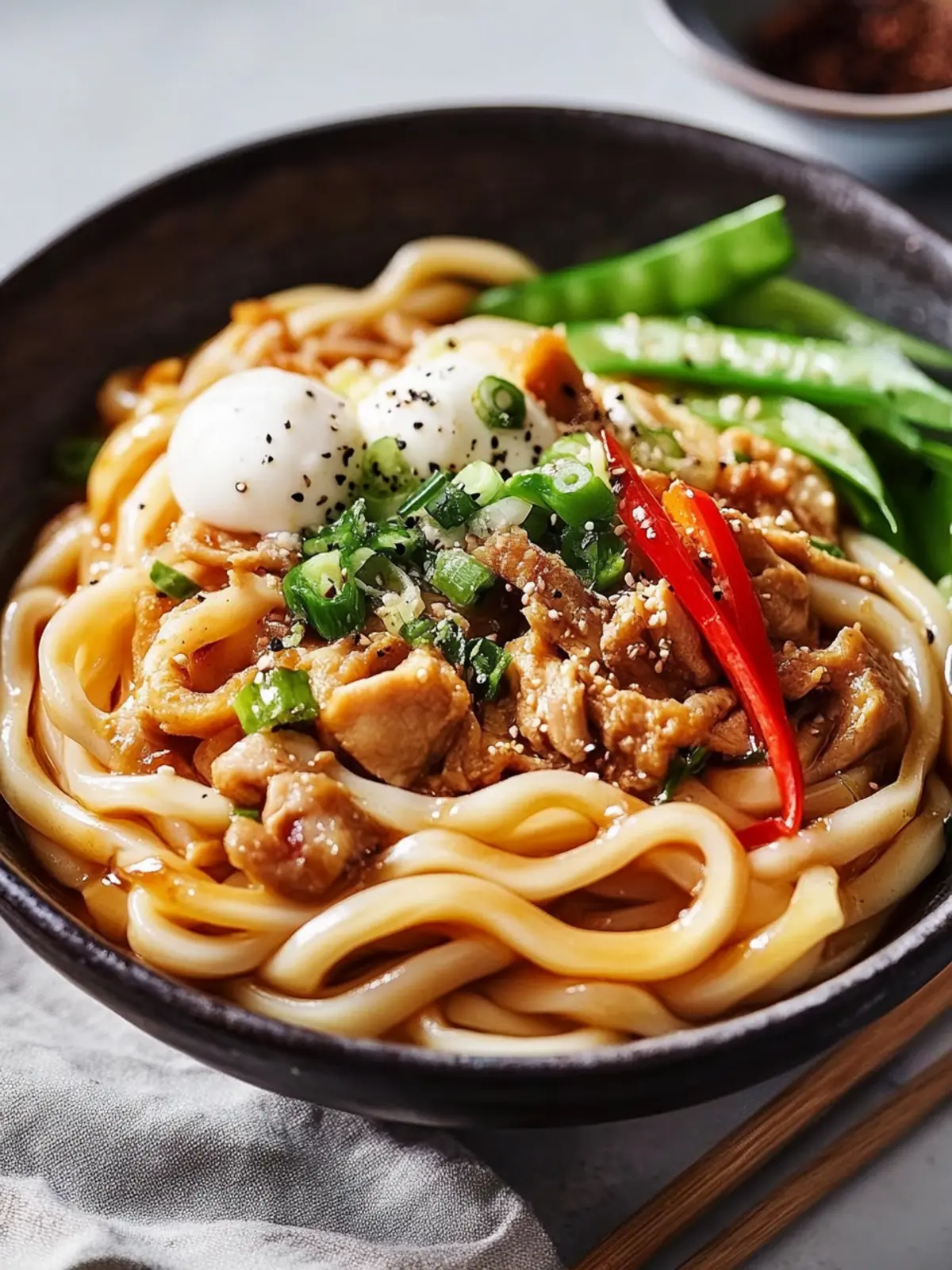 Hühnchen Yaki Udon Pfanne