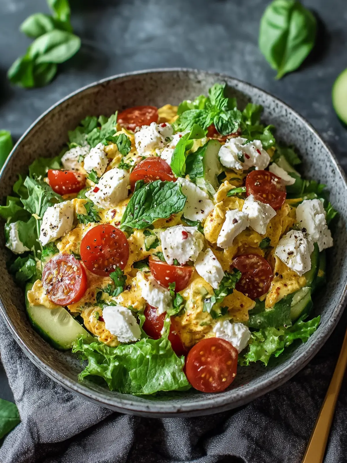 Griechischer Joghurt Curry Hähnchen Salat
