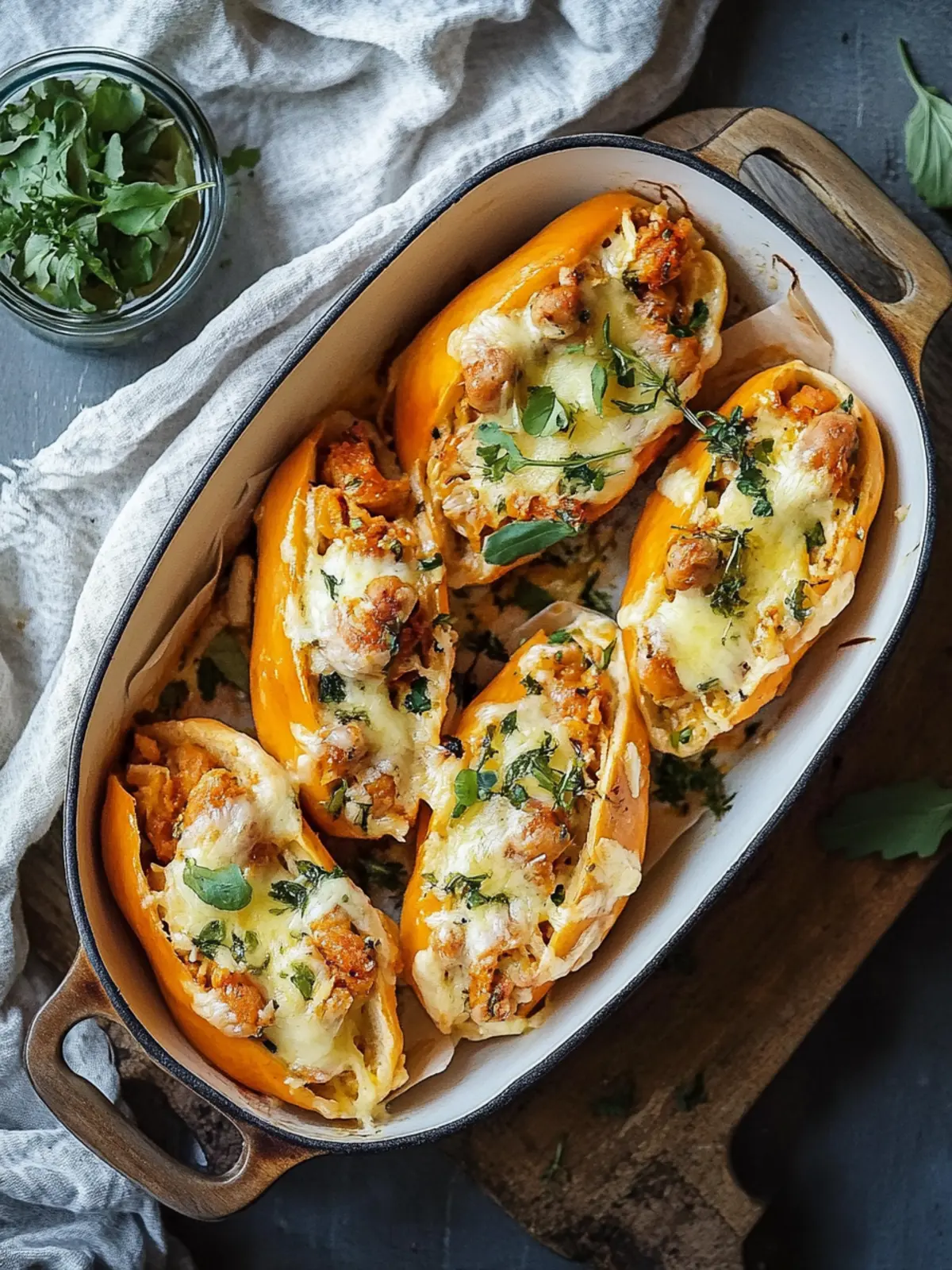 Käse Kürbis und Würzige Wurst Gefüllte Muscheln