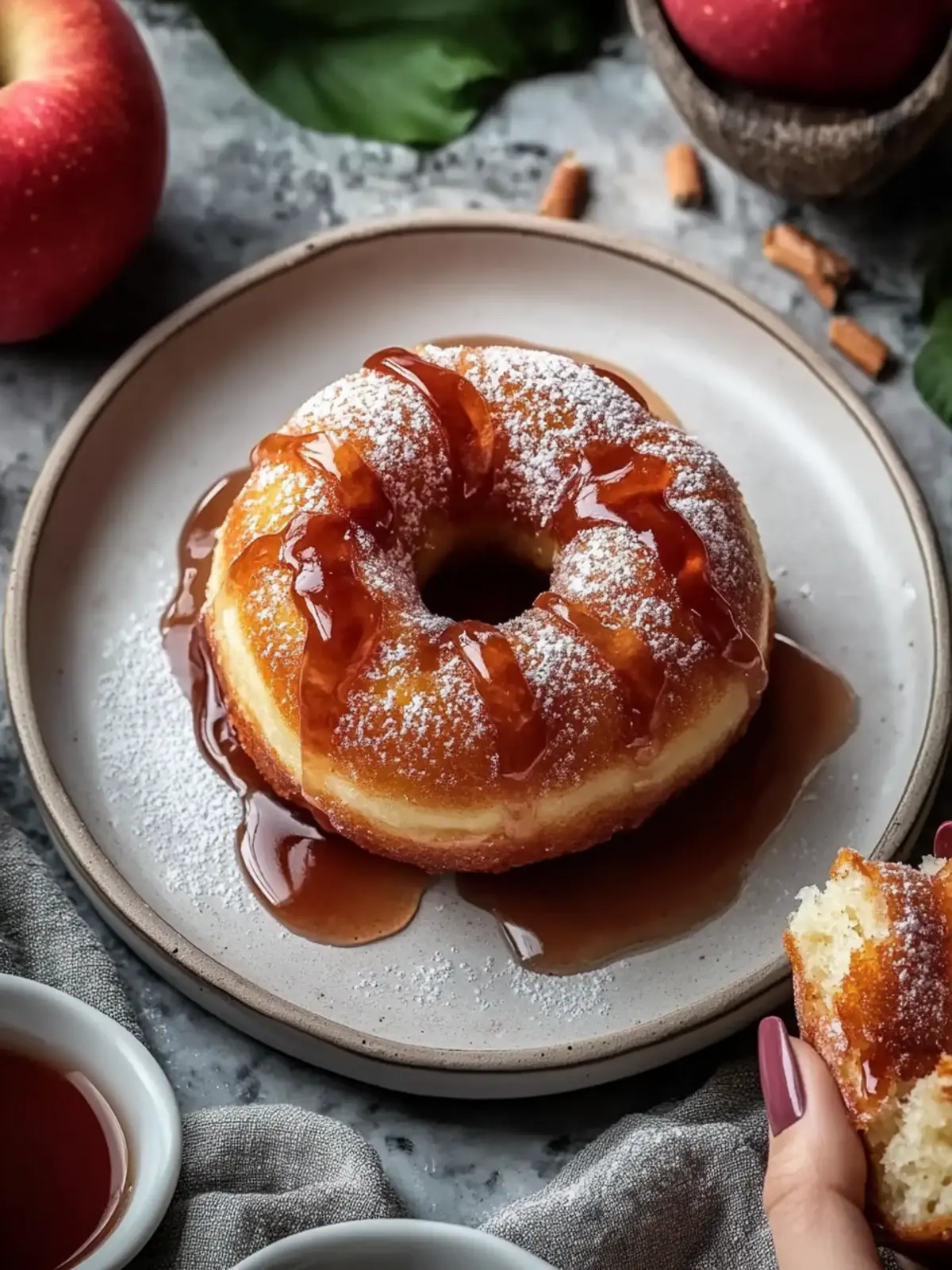 Braune Butter Apfelwein Donuts mit Zimtzucker