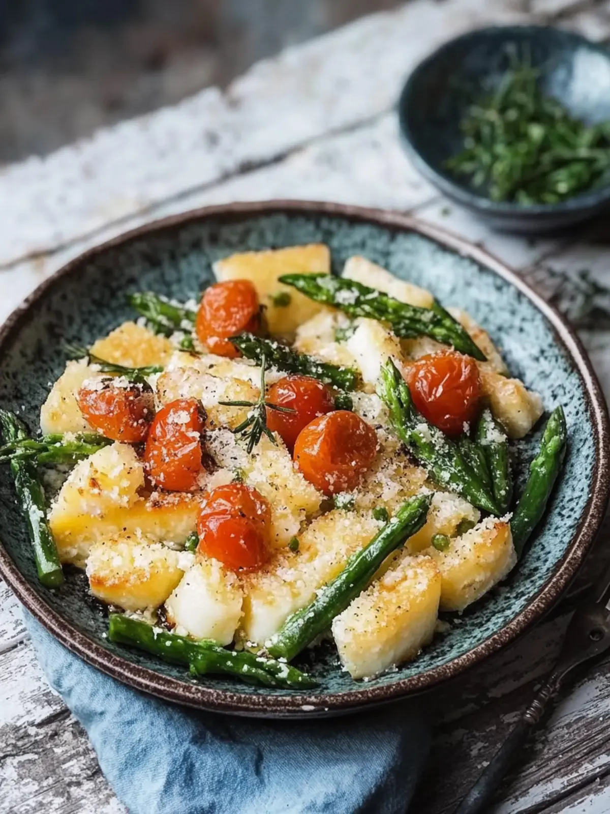 Einfach zuzubereitender Spargelsalat mit Tomaten und Feta
