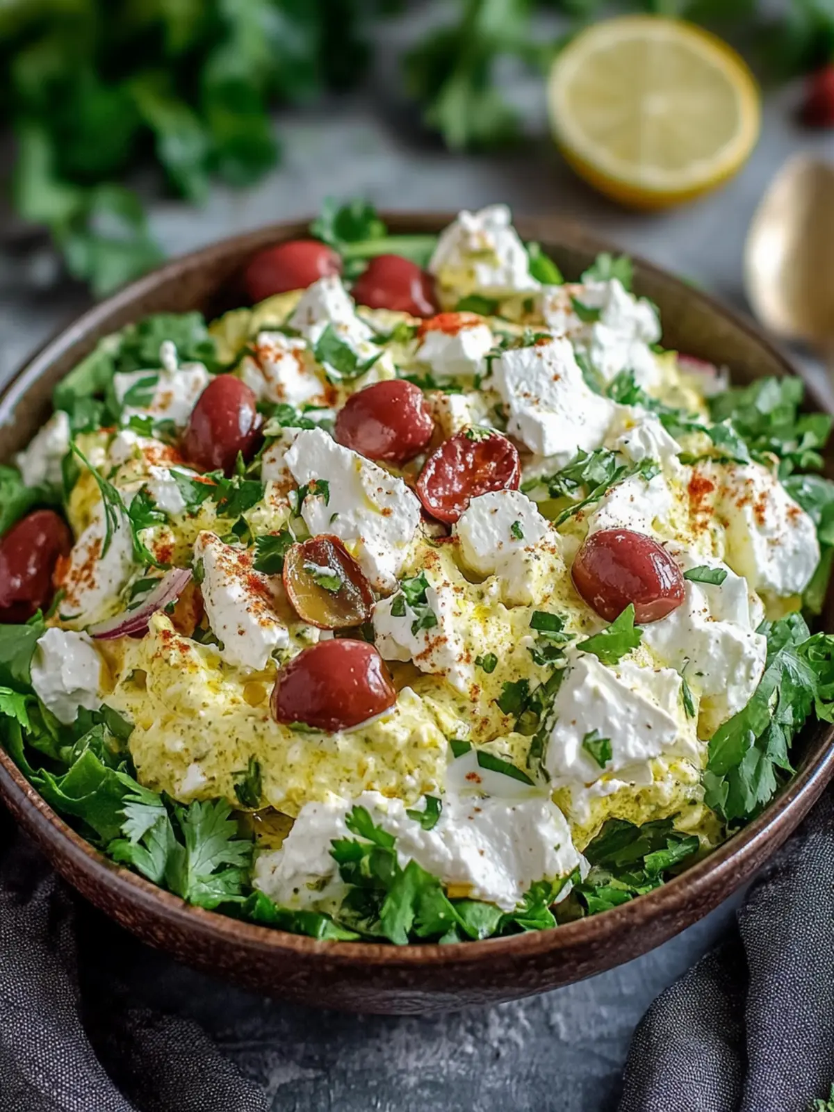Griechischer Joghurt Curry Hähnchen Salat