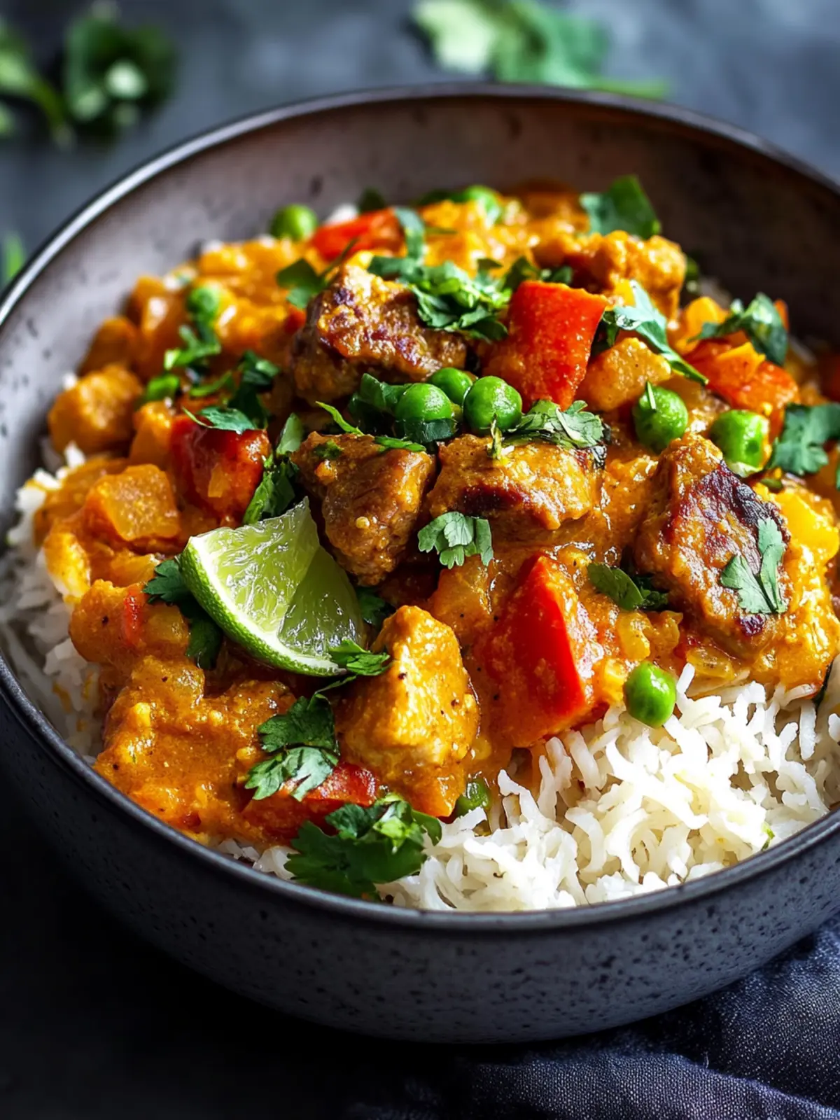 Scharfer Rindfleisch-Curry gebratener Reis