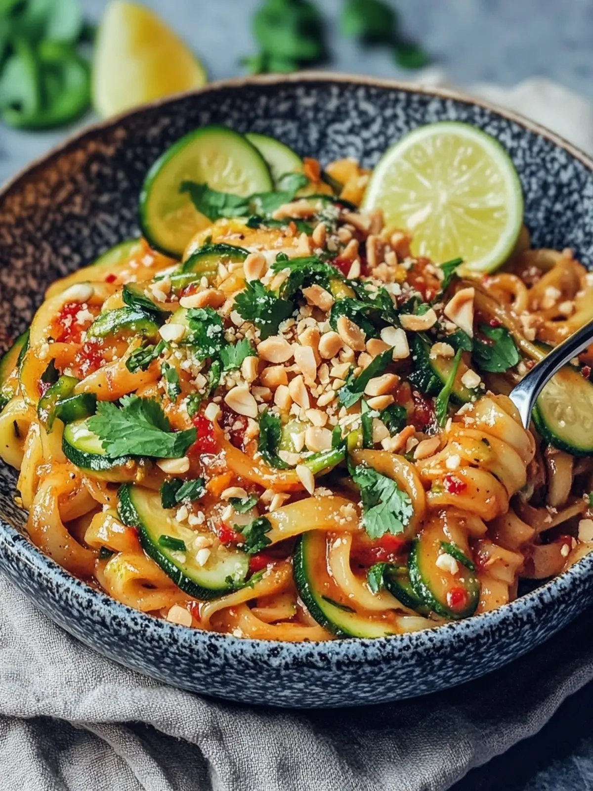 Gesunde Zucchini-Nudel-Pad Thai ohne Zucker