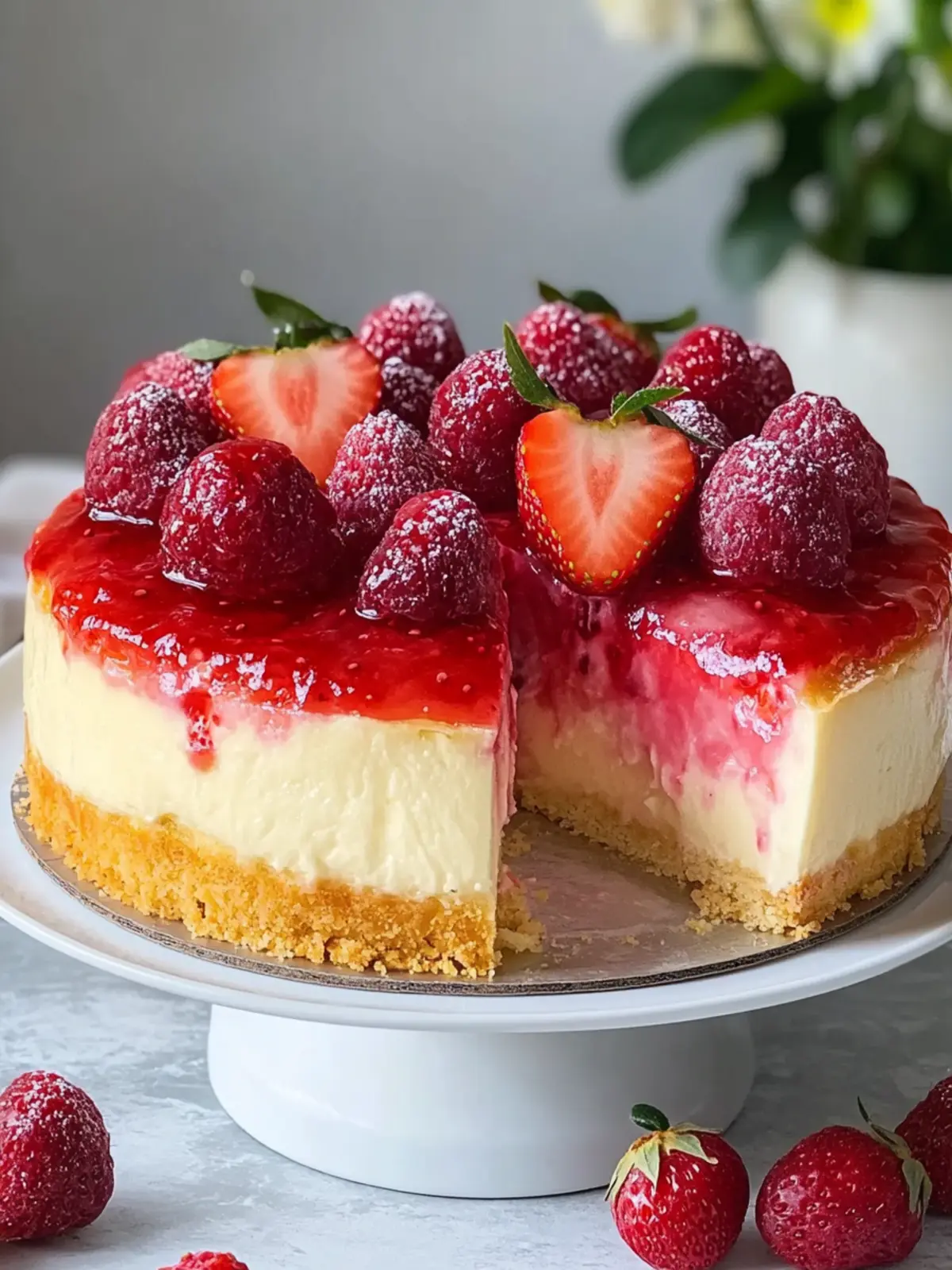 Käsekuchen mit Erdbeeren