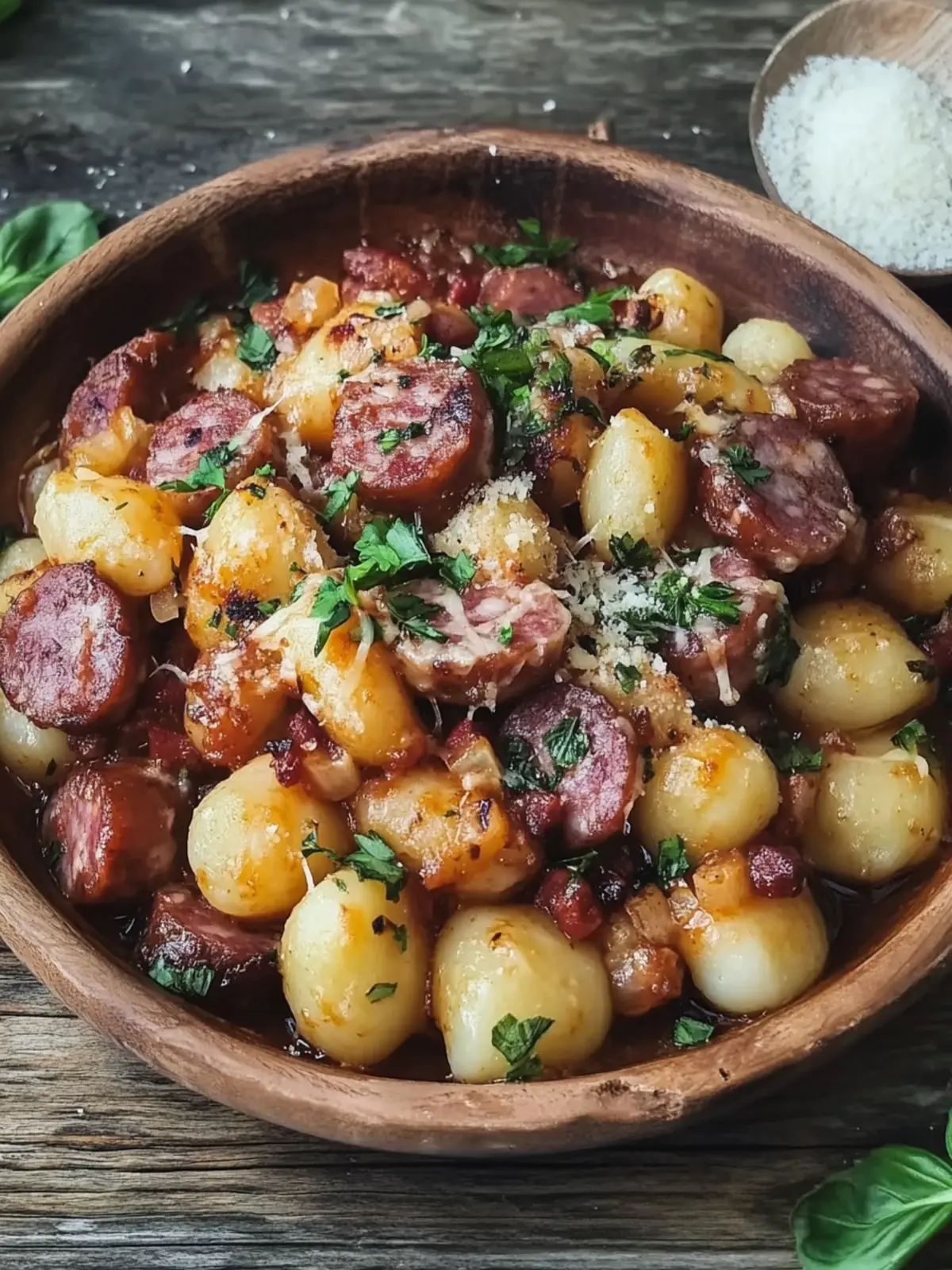 Cremige Ein-Topf Kielbasa Wurst und Gnocchi
