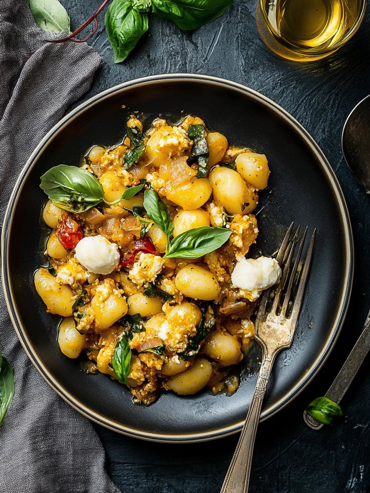 Gebratenes toskanisches Hähnchen und Gnocchi
