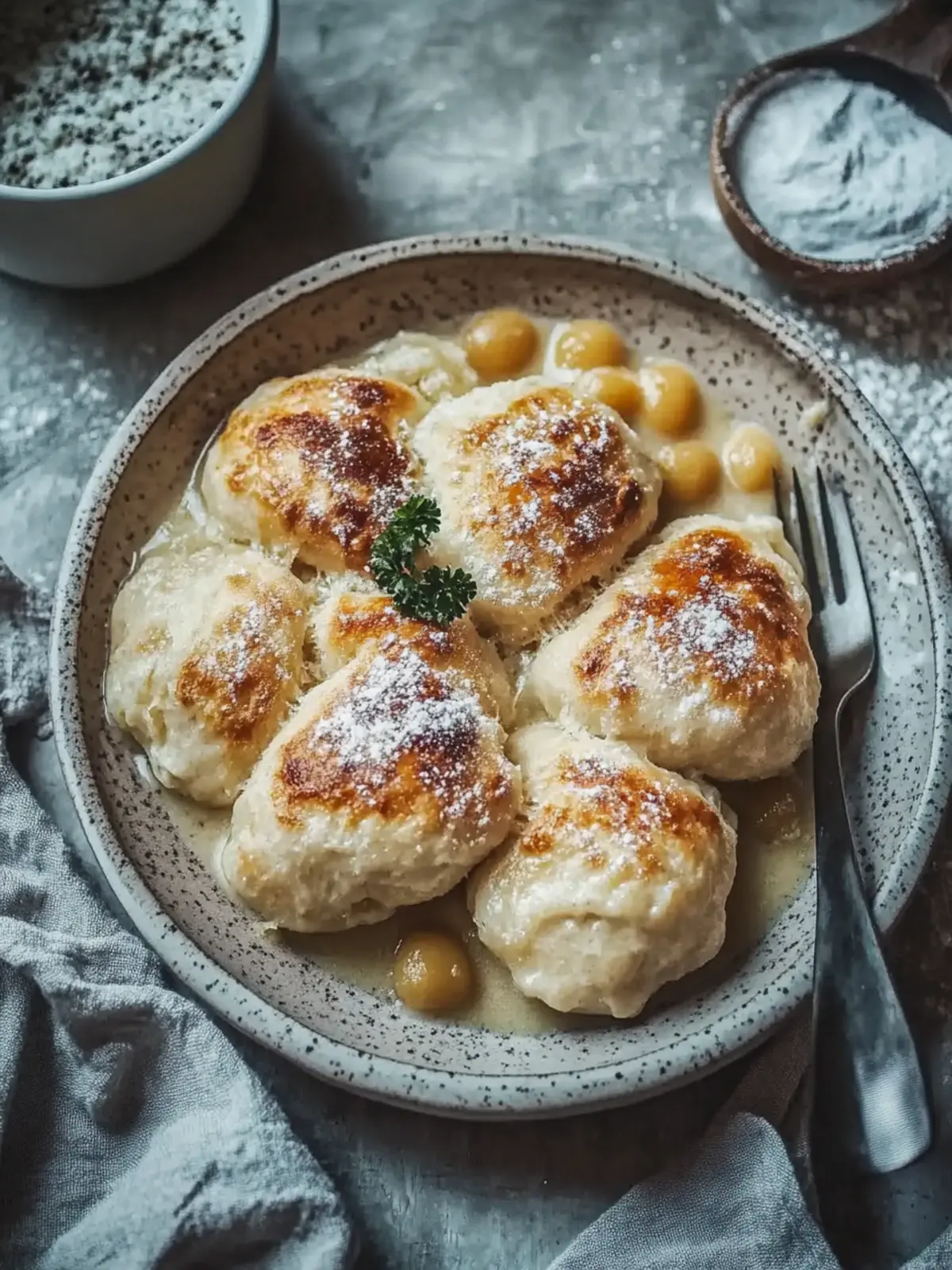 Gemütliches Hühnchen und Knödel