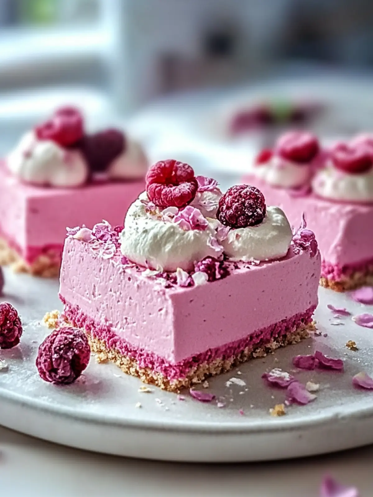 Rosa Samt Käsekuchen Bissen