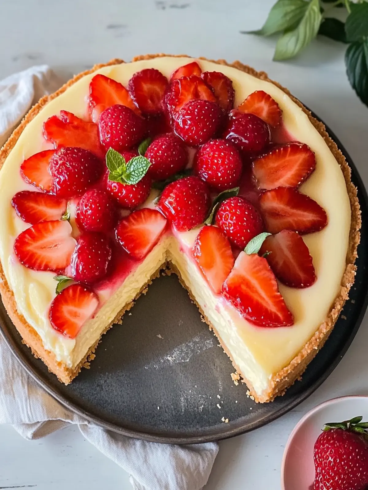 Käsekuchen mit Erdbeeren