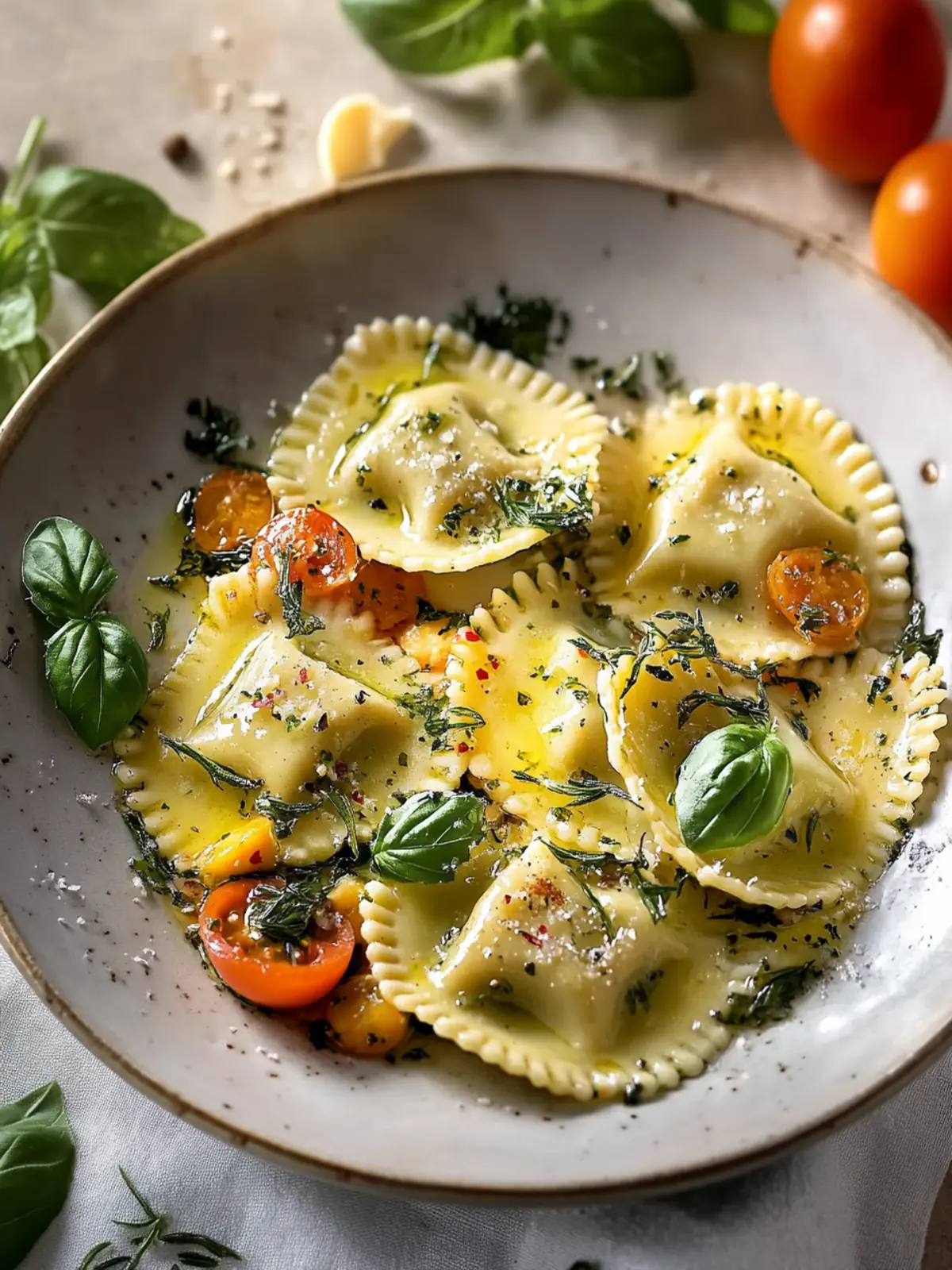 Gebratene Ravioli mit Gemüse