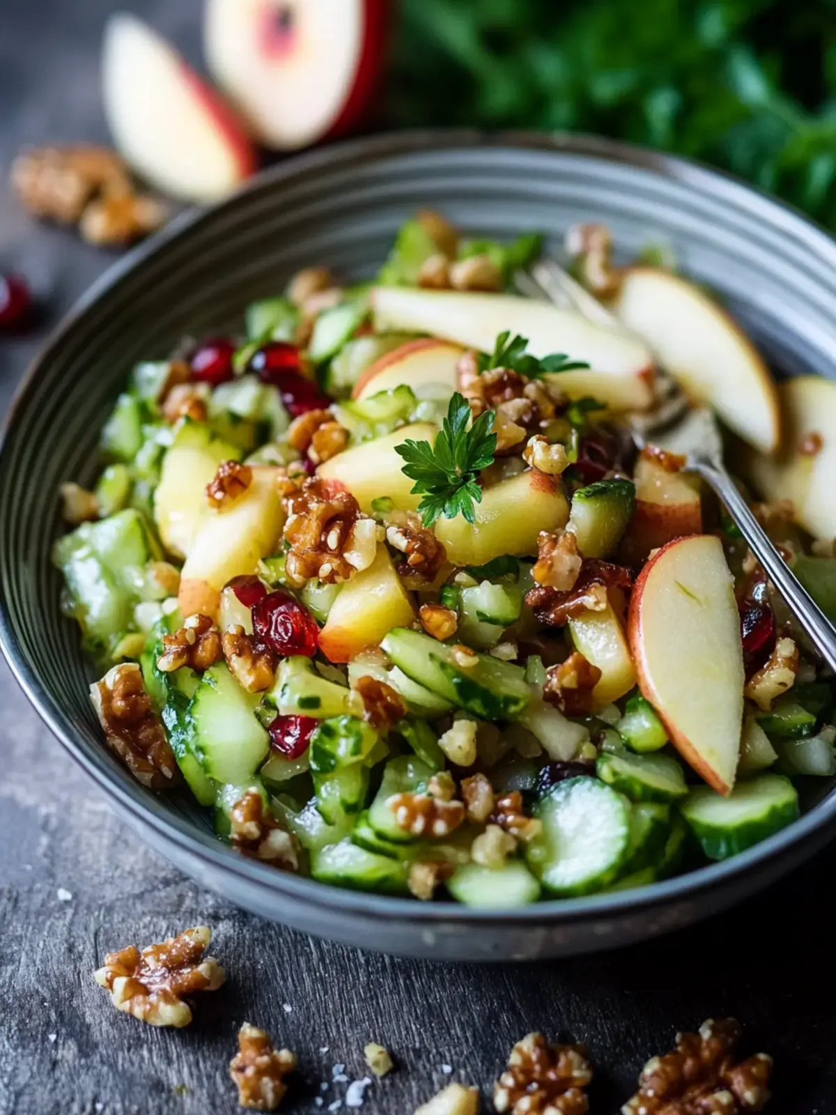Schneller Linsensalat mit Apfel & Walnüssen