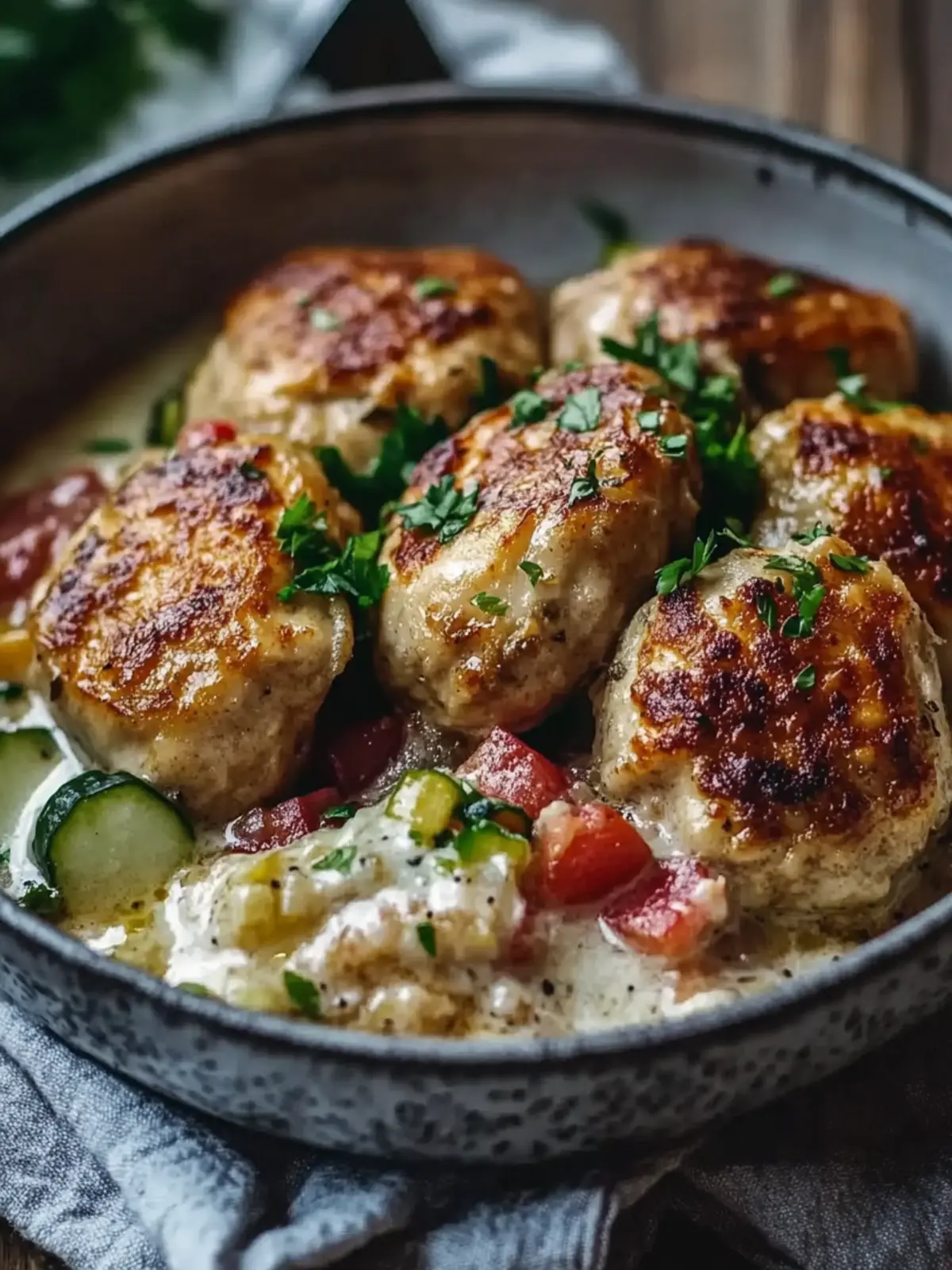 Gemütliches Hühnchen und Knödel