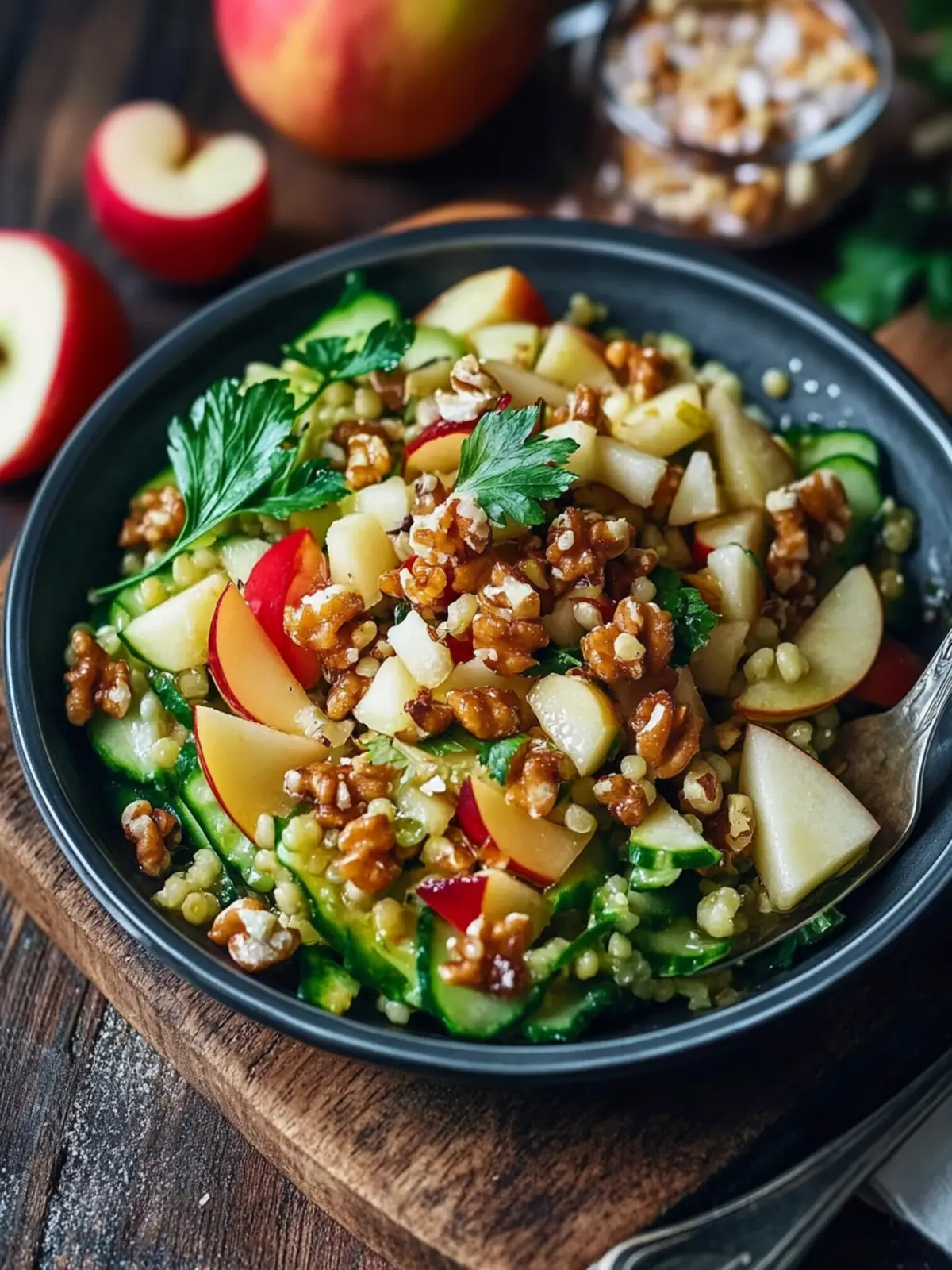 Schneller Linsensalat mit Apfel & Walnüssen
