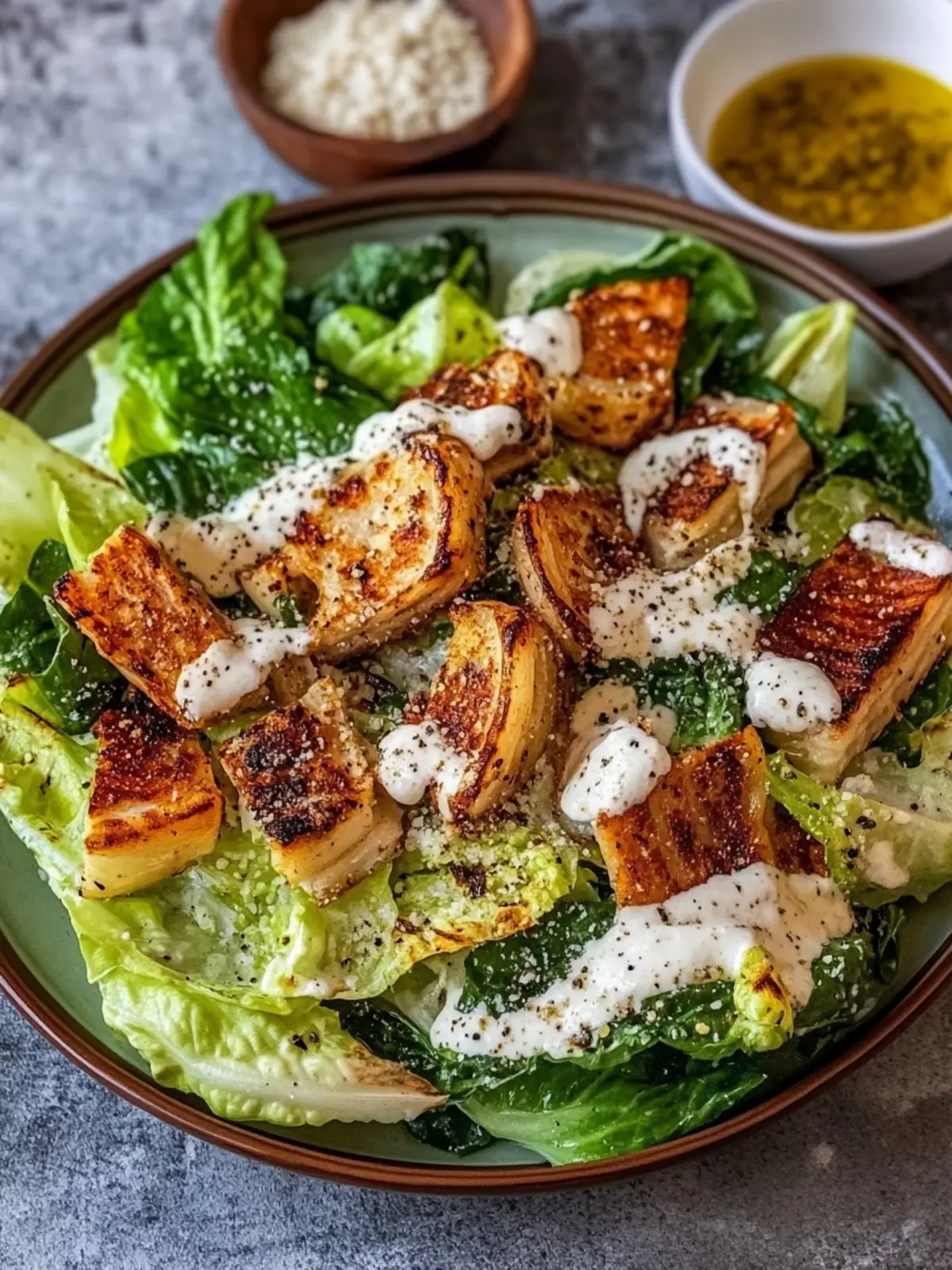 Crispy gegrillte Römersalat-Herzen Caesar-Salat