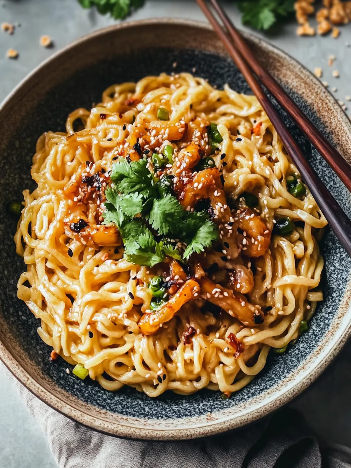 Schnelle asiatische Nudeln mit Erdnusssauce