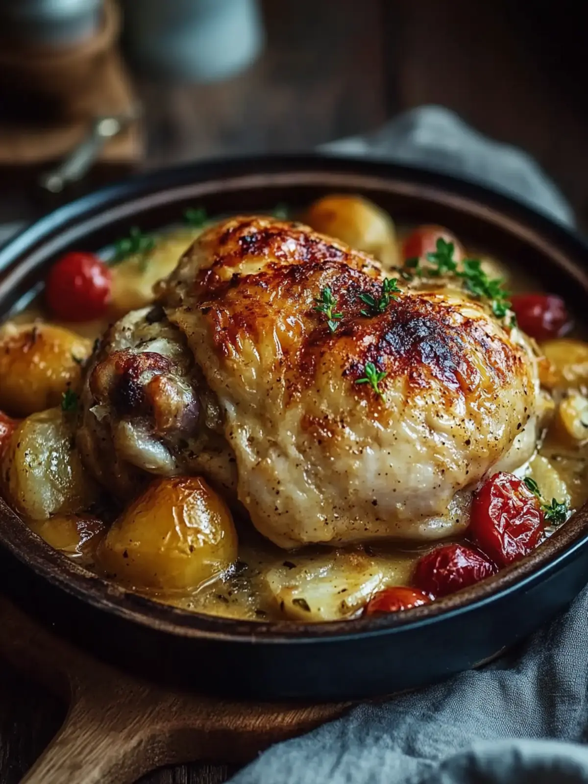Gemütliches Hühnchen und Knödel