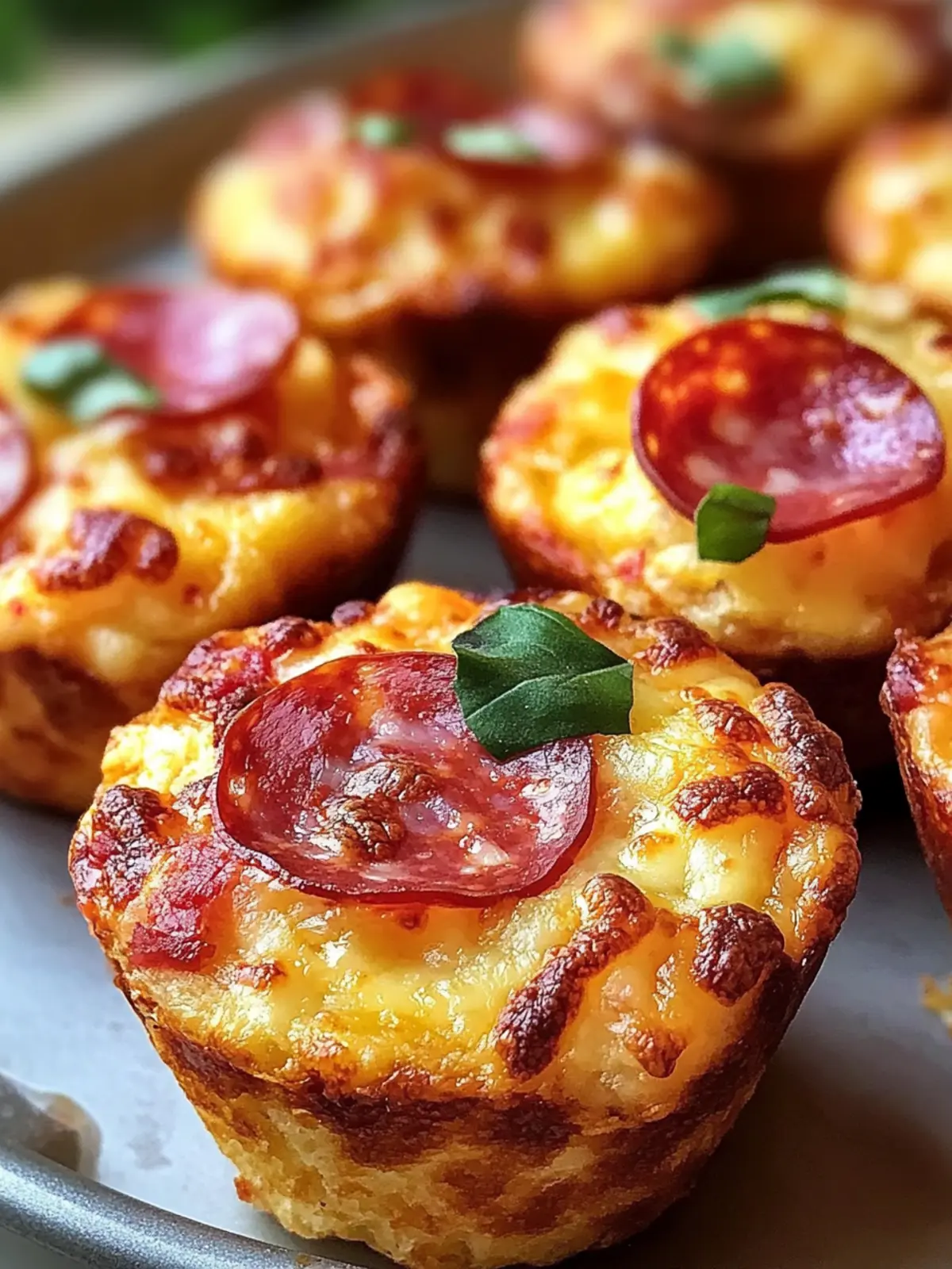 Pizza-Muffins mit Salami und Käse