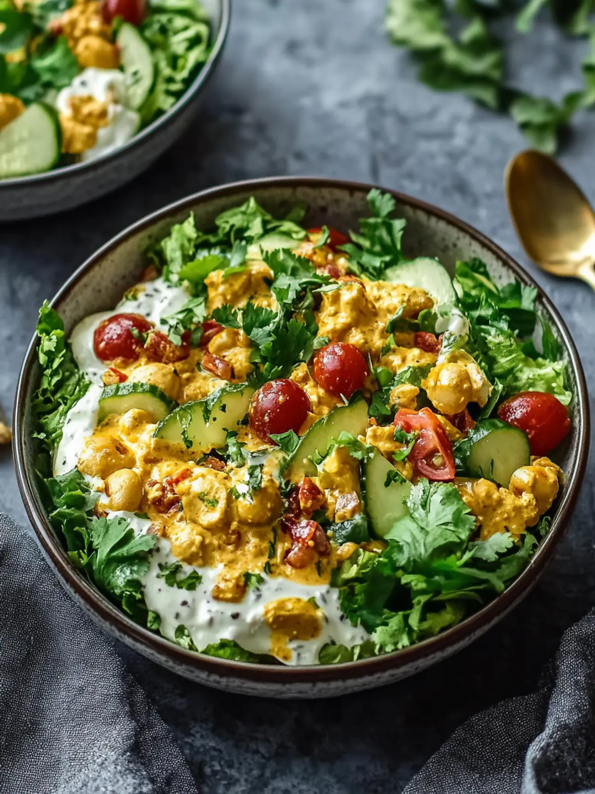 Griechischer Joghurt Curry Hähnchensalat