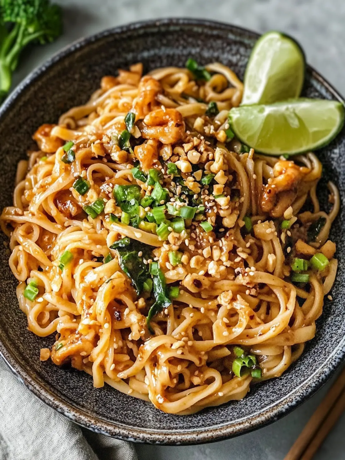 Schnelle asiatische Nudeln mit Erdnusssauce