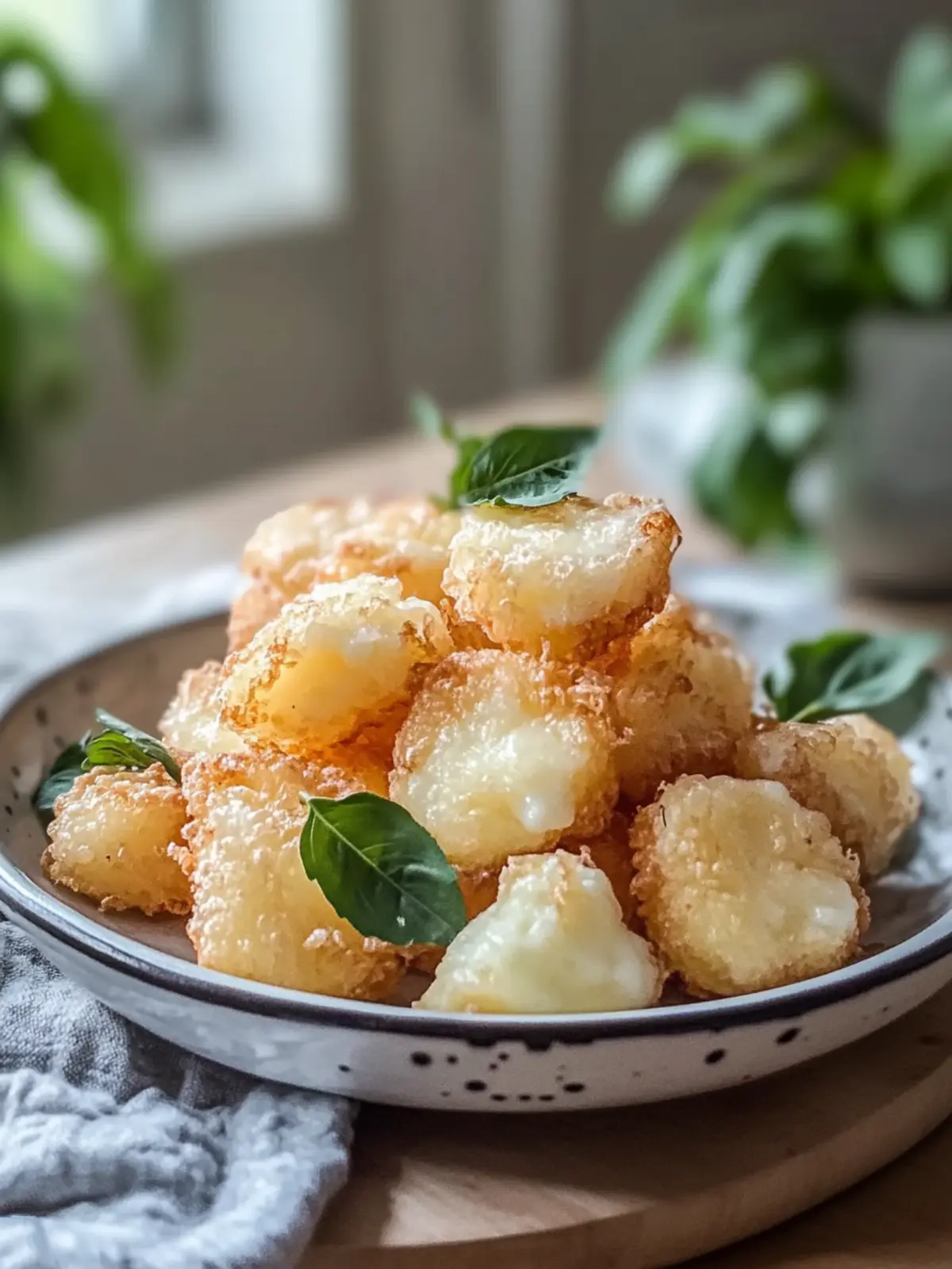 Einfache knusprige frittierte Käsewürfel