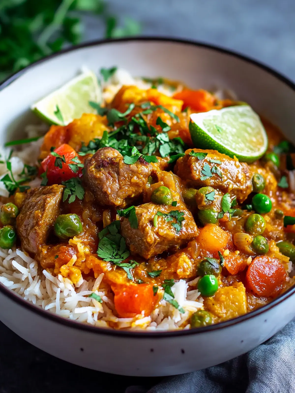 Scharfer Rindfleisch-Curry gebratener Reis