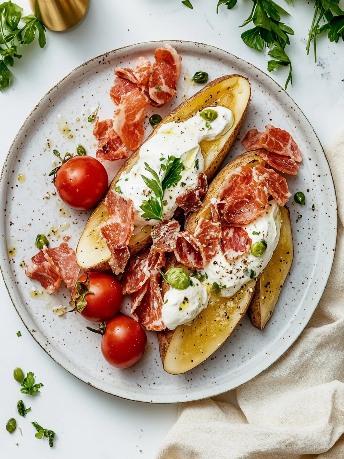 Luftfritteusen-Speck gebackene Kartoffel