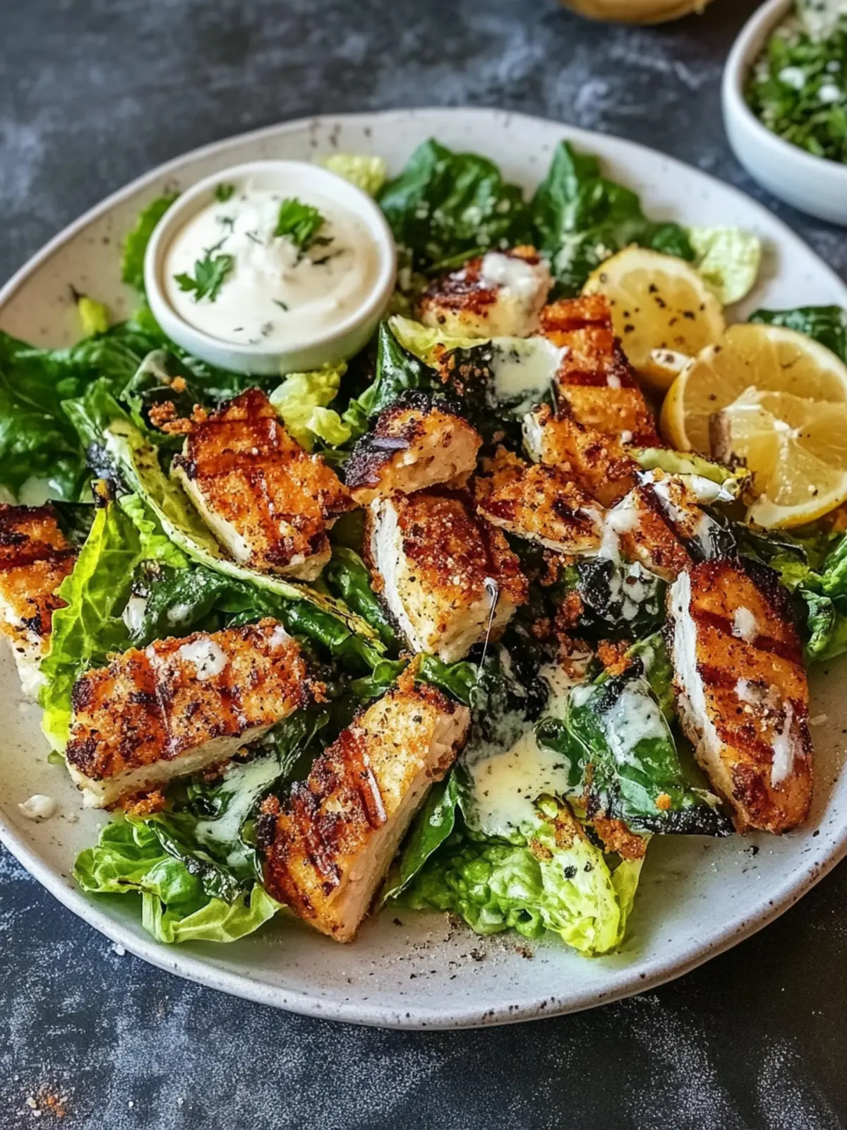 Crispy gegrillte Römersalat-Herzen Caesar-Salat