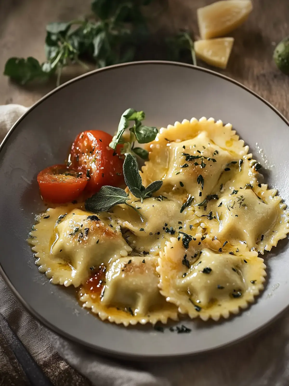Gebratene Ravioli mit Gemüse