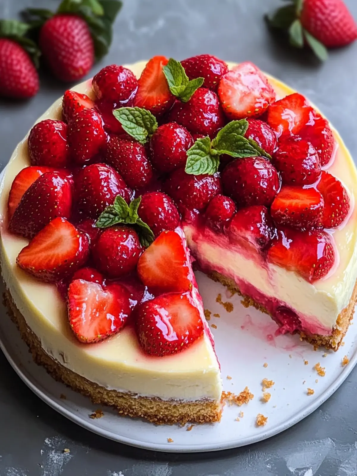 Käsekuchen mit Erdbeeren